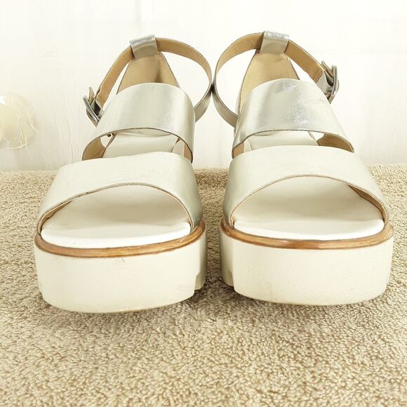 BP. Women's sz 8M Silver Sandals, Chunky Platform Block Heel Strappy Party Shoes - Picture 6 of 10